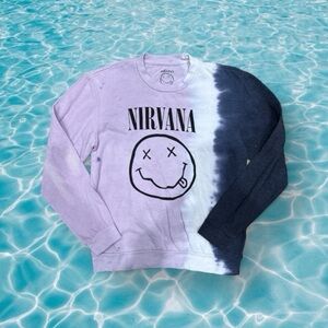 NWOT Nirvana Smiley Face Tie-Dye Sweatshirts. 3 SIZES LEFT, S, XL, 2XL.